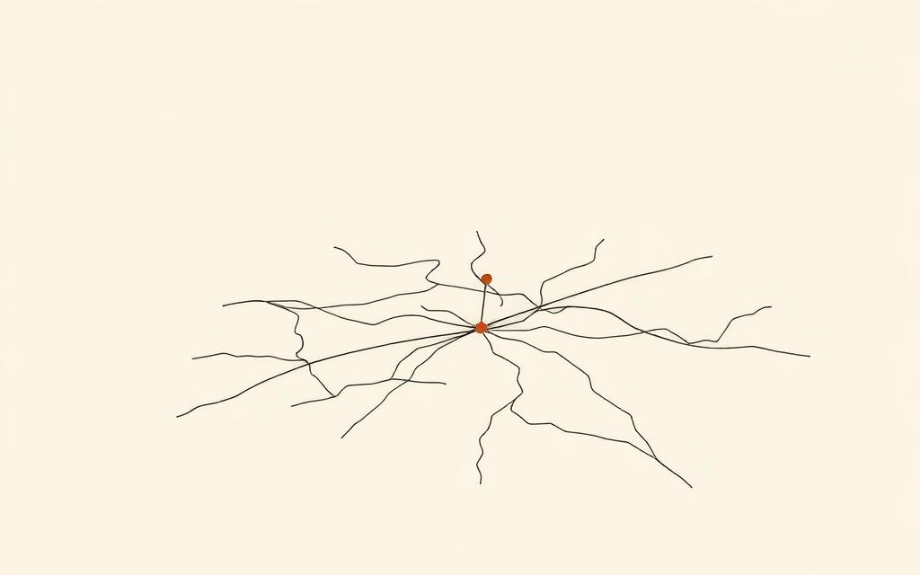 Abstract line drawing of a market map with a plotted point